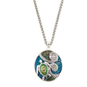 NWT Scroll and Vine Abalone Turtle 18" Necklace